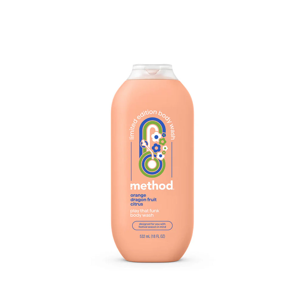 Method Limited Edition Body Wash, Play That Funk with notes of Orange, Dragon Fruit, and Citrus, 18oz